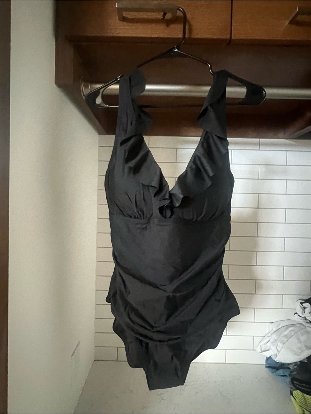 DKNY Black Ruffle swimsuit new with tags